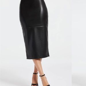 FAUX LEATHER MIDI SKIRT